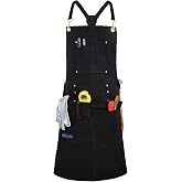 QeeLink Fireproof Welder Apron for Men with 10 Pockets, Reinforced Canvas | Fire Retardant Work Apron, Adjustable M to L f