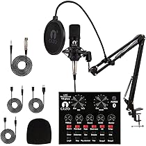 Cezo BM 800 Condenser Microphone Kit Set with V8 Sound Card, Boom