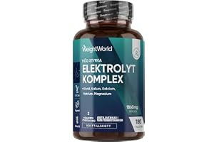 WeightWorld Elektrolyttabletter – 1 860 mg per portion – 180 tabletter | Med magnesium, kalcium, kalium, natrium & klorid; 2 tabletter dagligen; elektrolytkomplex i ; veganska & laktosfria