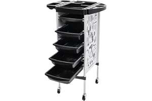 Tagtuell 6-Tier Salon Storage Trolley with 5 Drawers, Multifunctional Beauty Trolley with Wheels for Hairdressing