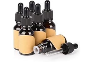 stonylab 15 ml (0,5 oz) 6-Pack Flacon Compte-gouttes en Verre, Marron Flacon en Verre Vide avec Compte-gouttes en Verre Conique, Bouchon Interne et Étiquette pour Huiles Essentielles Fragrances