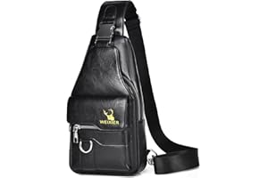 ANPTER Bandoleras Hombre Cuero Bolso de Bombro Pequeña Bolsa Pecho Retro Sling Bag Mariconera Cruzada Bolso de Negocios Mano Bolsas de Trabajo Teléfono Cartera Monedero(Negro bolso de mano para hombres)