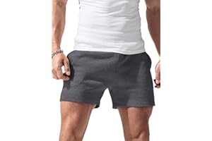 PALGLG Uomo Bodybuilding Pantaloncini Fitness Corsa Corti Shorts Palestra Corti Cotone 5 "Inseam