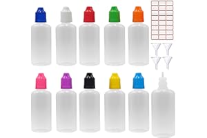 XIAONAN 20 x 50ml Leerflaschen Liquidflaschen Plastikflaschen Dropper Kunststoff Tropfflaschen + 4 Trichter (Flaschen + Gemischte Kappen + Spitzen + Trichter + Leere Etiketten)