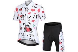 LCIGIA Kinder Jungen Fahrrad Trikot Set Mädchen Radtrikot Atmungsaktiv Fahrradtrikot Kurzarmtrikot + Kurz Radhose mit 3D Sitzpolster Radanzug