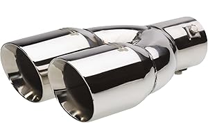 Simoni Racing Embout d'Échappement Rond Double/Oblique Inox - 2xØ76xL240mm - Montage 34-60mm