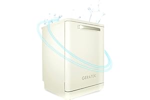 GERATEK Wien GS6200WR Retro Geschirrspüler Spülmaschine 60cm / 12 Maßgedecke/Besteckkorb / 4 Programme (Creme/Beige)