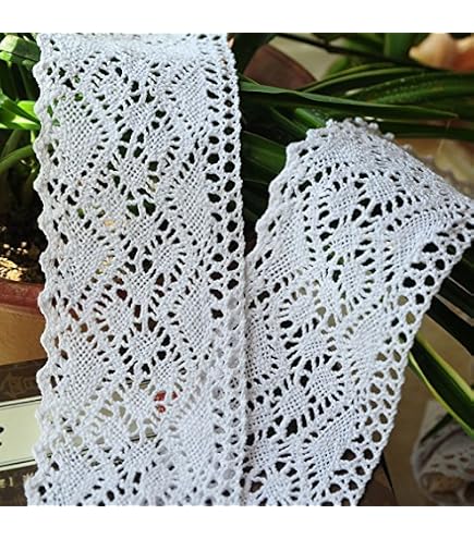 Nastro Di Pizzo Nero All'Uncinetto In Cotone, 7,6 Metri, Larghezza 3,1-5,8 Cm, Per Decorazioni E Fai Da Te