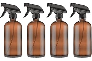 THETIS Homes Sprühflasche Glas 500ml,Leere Braunglasflasche aus Braunglas für Pflanzen, Friseur, Ätherisches Öl mit 2-Stufen BPA-frei Sprühkopf