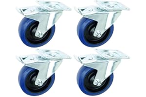 TEGO PRO 4 Stück 125 mm BLUE WHEELS Blau Transportrollen Lenkrollen mit Bremse/Feststellbremse Schwerlastrollen 165 kg/Rad - INDUSTRIEQALITÄT ECO (4 x Brems)