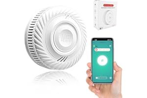 QXMH Rilevatore di fumi Smart, allarme antincendio, allarme fumi con sensore fotoelettrico avanzato, monitoraggio remoto dell’allarme antincendio tramite app con batteria della durata di 10 anni,85 dB.1PCS