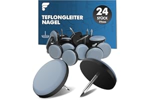 shinfly Möbelgleiter Teflon Set mit Nagel - 24 Stück Ø 19 mm Blau Runde Teflongleiter, Effektive Befestigung und Schutz für Möbel und Böden