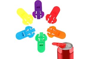 Cosmeria Juego de 6 abridores de latas de bebidas en rojo, naranja, verde, azul, amarillo y morado, cierre de lata de plástico para refrescos, cerveza y bebidas