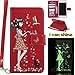 Produktbild iPhone 7 Plus lederhülle ledercase,iPhone 8 PLUS Luminous Leder Wallet Tasche Brieftasche Schutzhülle,Fanryn Schönes Mädchen und Katzen Muster Nacht Leuchtende Design Hochwertige PU Leder Flip Tasche Case Hülle im Bookstyle mit Standfunktion Kredit Kartenfächer für Apple iPhone 7 PLUS / iPhone 8 PLUS (Rot)