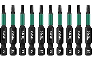 UBESTHS Torx Bit T15, Schraubendreher Bits Set 10 Stück, 1/4" Sechskantschaft, 50mm Länge mit Box