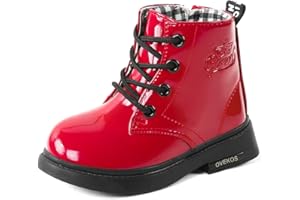 King Glory Fille Bottines Enfant Bottes Fille Cuir Bébé Hiver Bottines Bambin Lacets Zippée Bottines Antidérapante Bottines de Neige