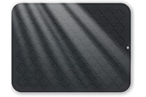 ‎RENDCQIN Rendcqin Abtropfmatte Silikon Abtropfmatte Geschirr - Silikon Trockenmatte - Hitzebeständig und rutschfest Geschirrabtropfmatte - Abtropfmatte Silikon für Küche Spüle und Geschirr (Schwarz)