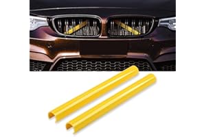 Bynome Grille Insert Trims Stripe Front Grille Trim Stripes Cover Fit for V Brace Covers Grille Cover Guard Accessories for 1 2 3 4 5 6 7 Series,F20 F22 F30 F32 G30 G32 G11 G12 (2Pcs Yellow)
