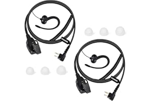 HYSHIKRA Auricolare di sicurezza a forma di G con PTT, cuffie radio leggere compatibili con Motorola GP300 DP1400 CP040 CLS1410 Walkie Talkie (nero, 2 PACK)