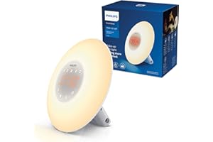 Philips Wake Up Light HF3505/01 - Despertador mcon 2 Sonidos Naturales, lámpara de noche, Radio FM, Digital