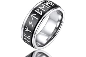 FaithHeart Bague Tournant Vikings Runique Anti Stress Homme Acier Inoxydable Taille 54-66.5 Bijoux Amulette de Protection pour Hommes Ado Garçon Femme(Boîte Cadeau)