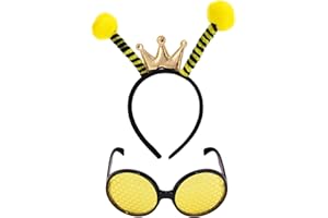 BOXOB Diadema y Gafas de Abeja, Diadema con Antenas Abeja con Corona Disfraz Abejorro para Niños Adultos Cosplay Fiestas Accesorios de Fotos
