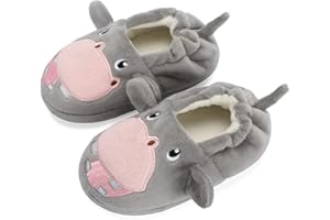 LACOFIA Toddler Slippers Kids House Shoes Children Winter Warm Plush Slippers with Anti-Slip Rubber Sole