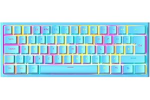 MAGIC-REFINER QWERTY 60% Tastiera da Gioco Meccanica Portatile, 14 Retroilluminazione a Chroma RGB, Cablato di Tipo C, 62 Tasti Anti-ghosting Completi, Win PS4 Xbox (Blu/Rosso Interruttore)