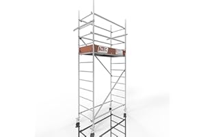 ALTEC Rollfix® 2.0 400 | 4m de hauteur de travail | Roues pivotantes avec frein (Ø125mm) | Ancrage mural | Made in Germany | TÜV | Charge admissible 200kg/m² | DIN EN 1004-1 | Echafaudage aluminium