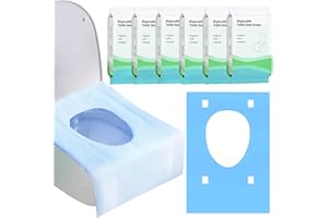 ROUHUHURA 60 Stück Einweg Toilettenauflage, Einweg Toilette Auflage,Toiletten Sitzbezug für Kinder und Erwachsene Universal Töpfchentraining Toilette Töpfchentraining, Einzeln Verpackt (Blau)