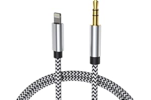 LCUEGUK Cavo Aux [Certificato MFi], Cavo Lightning Jack, Cavo Audio per Auto, Adattatore per Cuffie Audio Ausiliario da Lightning a Jack da 3,5mm per lPhone 14/13/Pro Max/12/ 11
