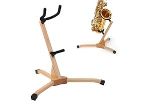 REMAGIC Alto & Tenor Saxophone Stand, Beech Wood Folding Saxophone Stand Saxophone Holder Rack, Adjustable Wooden Sax Tripod Holder Saxophone Holder, Portable Musical Instrument Saxophone Accessories Part