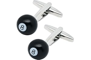 Jonwo Lucky Black 8 Ball Cufflinks for Men Dress In Gift Case Funny Black 8 Men's Cufflinks Set for Wedding Party Birthday Anniversary Dress