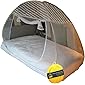 VERDIOZ WITH DEVICE Embroidered Foldable Mosquito Net with Ventilation and 3 Saviours for Single Bed, Silver
