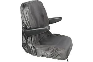 Mulcort Funda de asiento para tractor cortacésped impermeable para tractor con 2 bolsillos de almacenamiento, talla L, color negro