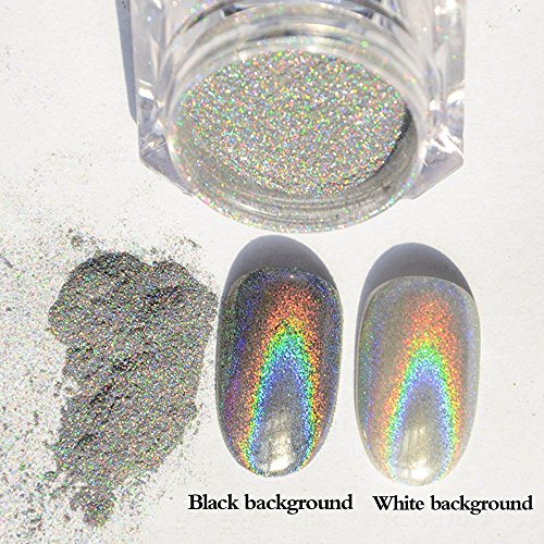 2 PCS Shinning Spiegel Chrom/ Shinning magisches Spiegel-Laser-Nagel-Puder Nagel-Funkeln-Regenbogen-Pigment-Maniküre-Chrom-Pigmente, Nail Glitzerpuder/ Nagel Pigment Mirror Powder,Nail Glitzer Spiegel Effekt Pulver Glitter, Spiegel Pulver, Mirror Nail Glitzerpuder , Nagelkunst DIY Dekoration(Silber) - 4