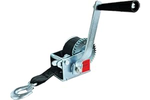 QMCAHCE 800IB Heavy Duty Hand Winch Boat Trailer Winch Strap, (with 20ft Polyester Strap), Crank Traction Winch, Hardened Steel 2 Speed Hand Winch, Two Way Ratchet Hand Winch for Trailer ATV UTV Boats