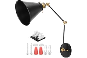 HYUDUO Lámpara de Pared con Brazo Oscilante, Aplique de Pared E27 Lámpara de Pared de Metal Industrial Vintage Brazo Luz de Lectura de Cabecera Ajustable AC85-265V Luz Montada en la Pared, para Dormitorios M