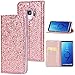 Produktbild Sycode Elegant Edel Stilvoll Luxus Roségold Glitzer PU-Leder Buchstil Wallet Brieftasche Schutzhülle Etui für Samsung Galaxy S9 Plus-Roségold