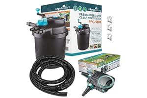 AllPondSolutions Pressurised Koi Fish Pond Filter Complete Kit with Pond Pump and UV Steriliser Light All in one - Ponds Up to 5000 litres - PFC-5000-KIT