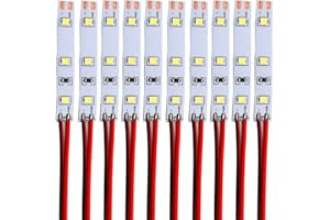 RUNCCI-YUN Modélisme LED Lot de 10 éclairages d'intérieur à 3 LED Blanc 50mm avec Câble 10 cm 12-18 V pour Maisons Modèles Jouets Construction