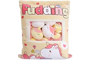 NAIXIN Cute Snack Pillow Stuffed Animal Toys Pudding Decorative Removable Kitty Cat Dolls Creative Toy Gifts for Teens Girls Kids
