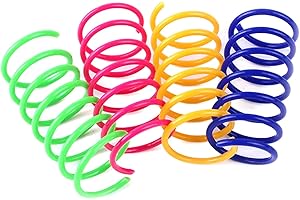 Avejjbaey Lot de 4 Jouets Colorés pour Chats - Bobine de Ressort pour Chaton - Réduit l'Anxiété - Ludique pour Chats d'Intérieur