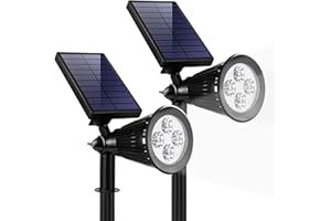 SOLARBABY Éclairage extérieur solaire Lampes de jardin LED Paysage Lumières Spots Sol/Mur Montage IP67 Étanche Convient pour Jardin Pelouse Cour Parc Parking Lot de 2 pièces (Blanc)