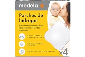Medela parches de hidrogel, alivian el dolor y enfrían los pezones doloridos o agrietados, esterilizados y empacados individualmente, paquete de 4