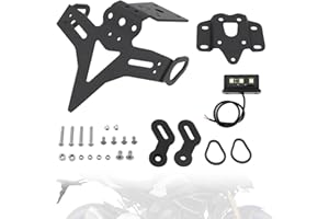MOCOLI Support De Plaque Moto pour Yamaha Mt-07 2018-2023/Mt-07 2014-On/Fz-07 2018-2023/Fz-07 2014-On Support Plaque Moto Porte Plaque Immatriculation RéGlable avec Feu ArrièRe