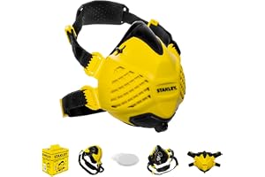 Stanley P3 andningsmask, återanvändbar dammskyddsmask med Face-Fit-Check-teknik och integrerade 99,99% P3-filter. Skyddsmask, andningsmask, fin dammmask, P3-mask, slipmask – S/M