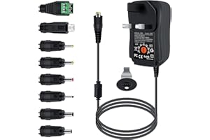 30W Universal Power Adapter, Dalugo 3V 4.5V 5V 6V 7.5V 9V 12V 2A AC/DC Switching Power Supply Charger with 8 Adaptor Tips for 3V-12V Household Electronics,Led Strip,Speakers,TV Box and More Devices