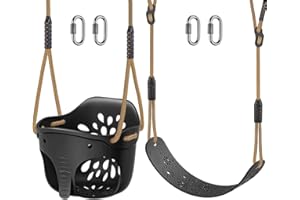 SELEWARE Lot de 2 balançoires pour enfant avec dossier haut et corde réglable et 4 mousquetons verrouillables, design mignon en forme d'éléphant, capacité de 272 kg