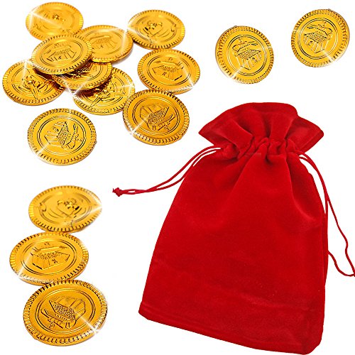 German Trendseller® - Piraten Gold - im Säckchen ┃ 32 Gold-Taler┃ Piraten Schatz ┃ Piraten Party ┃Seeräuber┃Schatzsuche ┃ Kindergeburtstag